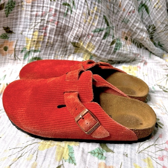Birkenstock Boston Pink Red Corduroy Clogs Women’s Size EU 39 is US 8/8.5 - Picture 4 of 9